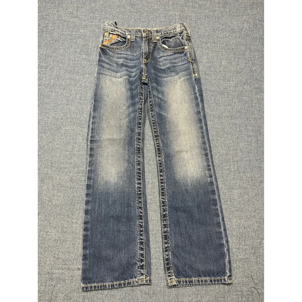 Ariat B4 Relaxed Boys Jeans Sz 12 Medium Wash Denim Straight Leg Adjustable